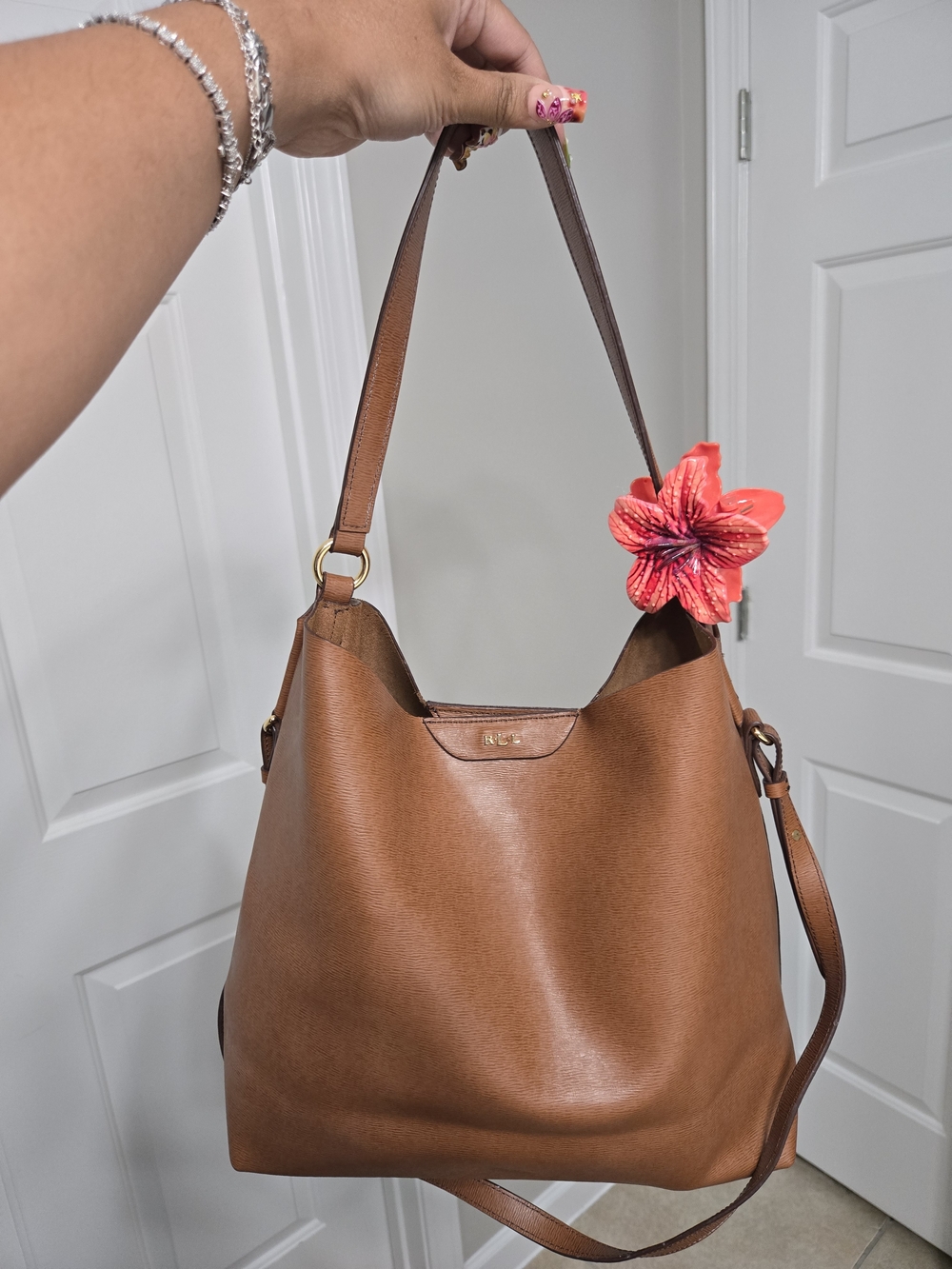 Ralph Lauren Brown Leather Hobo Shoulder Bag